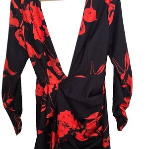 Luxxel Black and Red Floral Dress